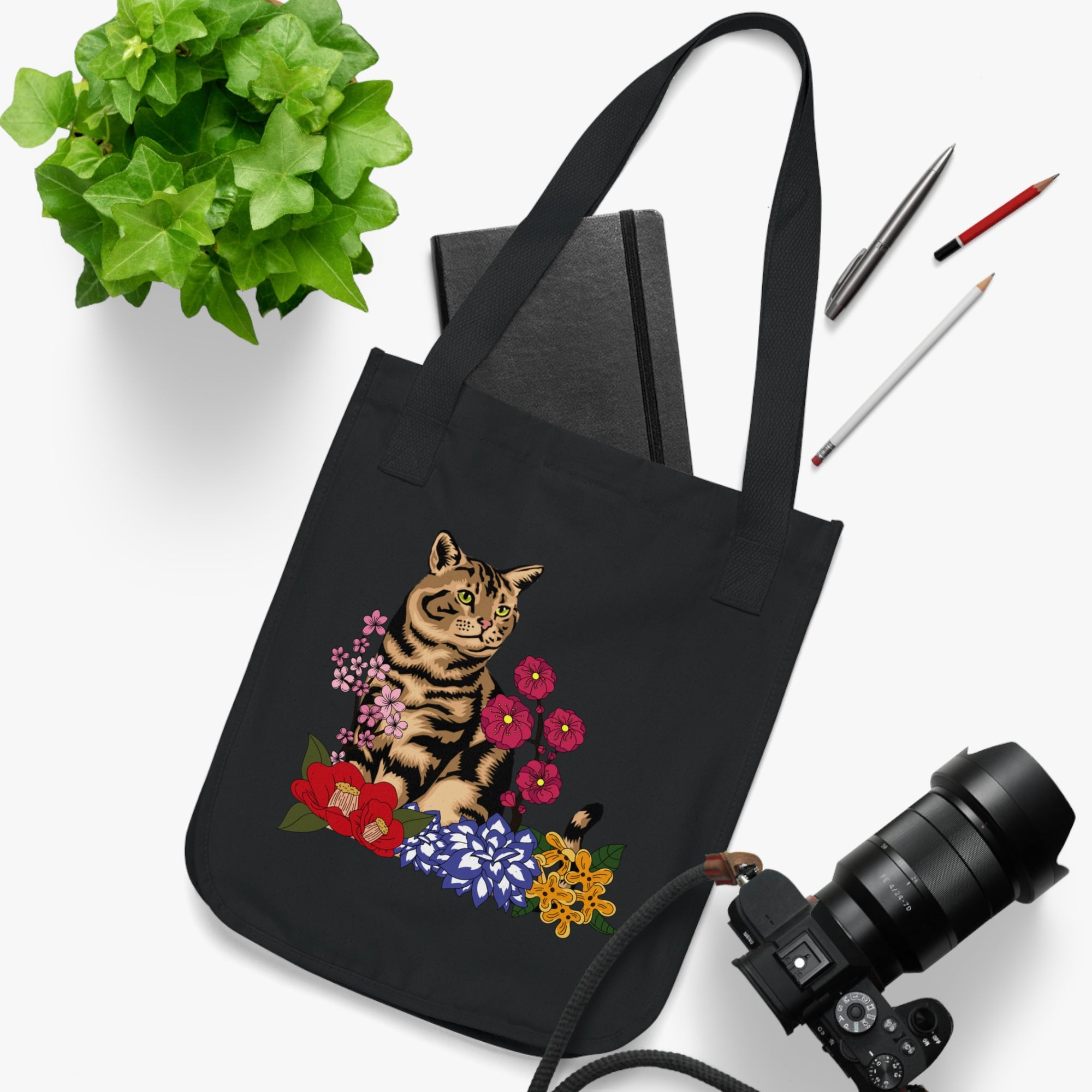 Tabby Flower Power - Organic Canvas Tote Bag