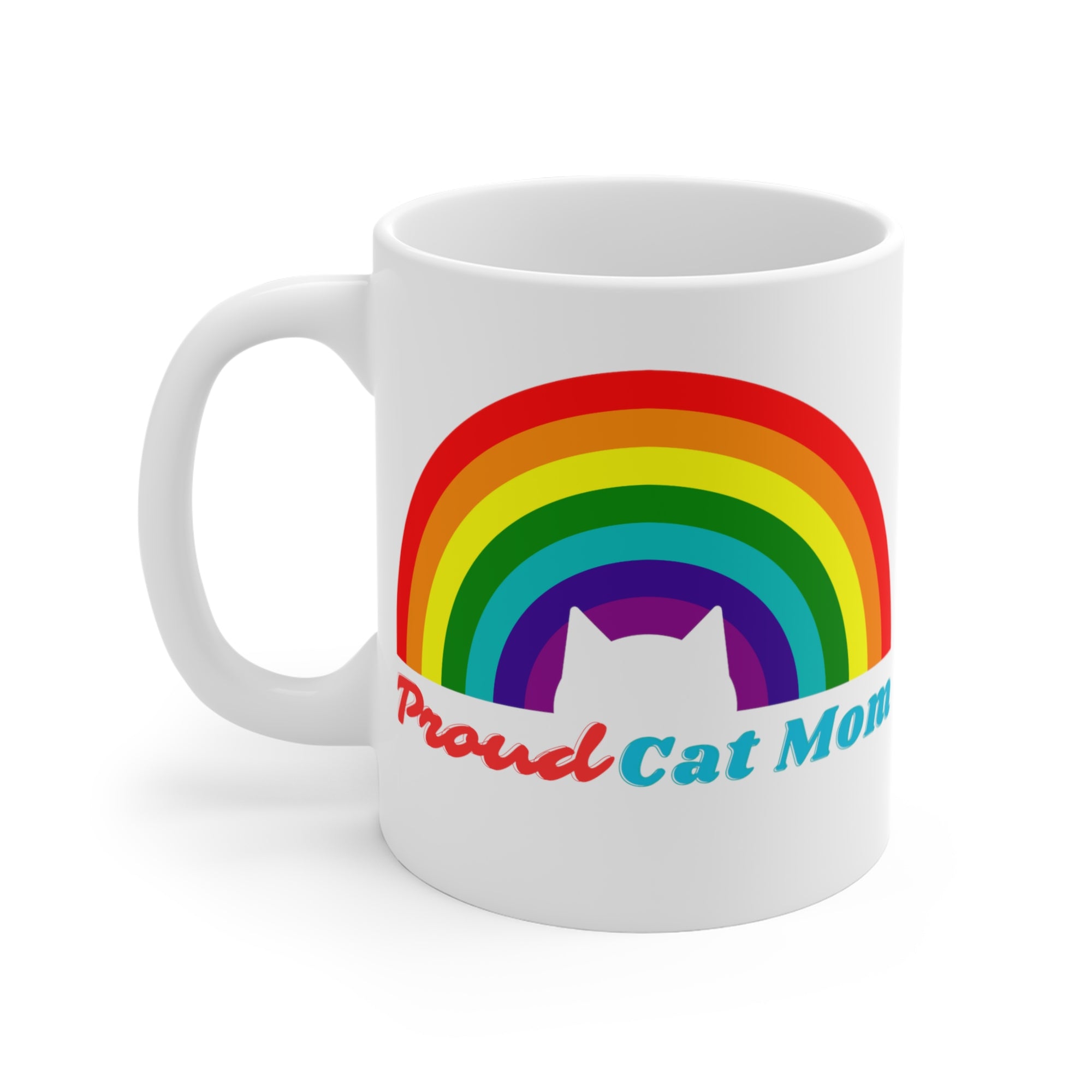 Proud Cat Dad or Proud Cat Mom - Rainbow Cat Coffee Mug