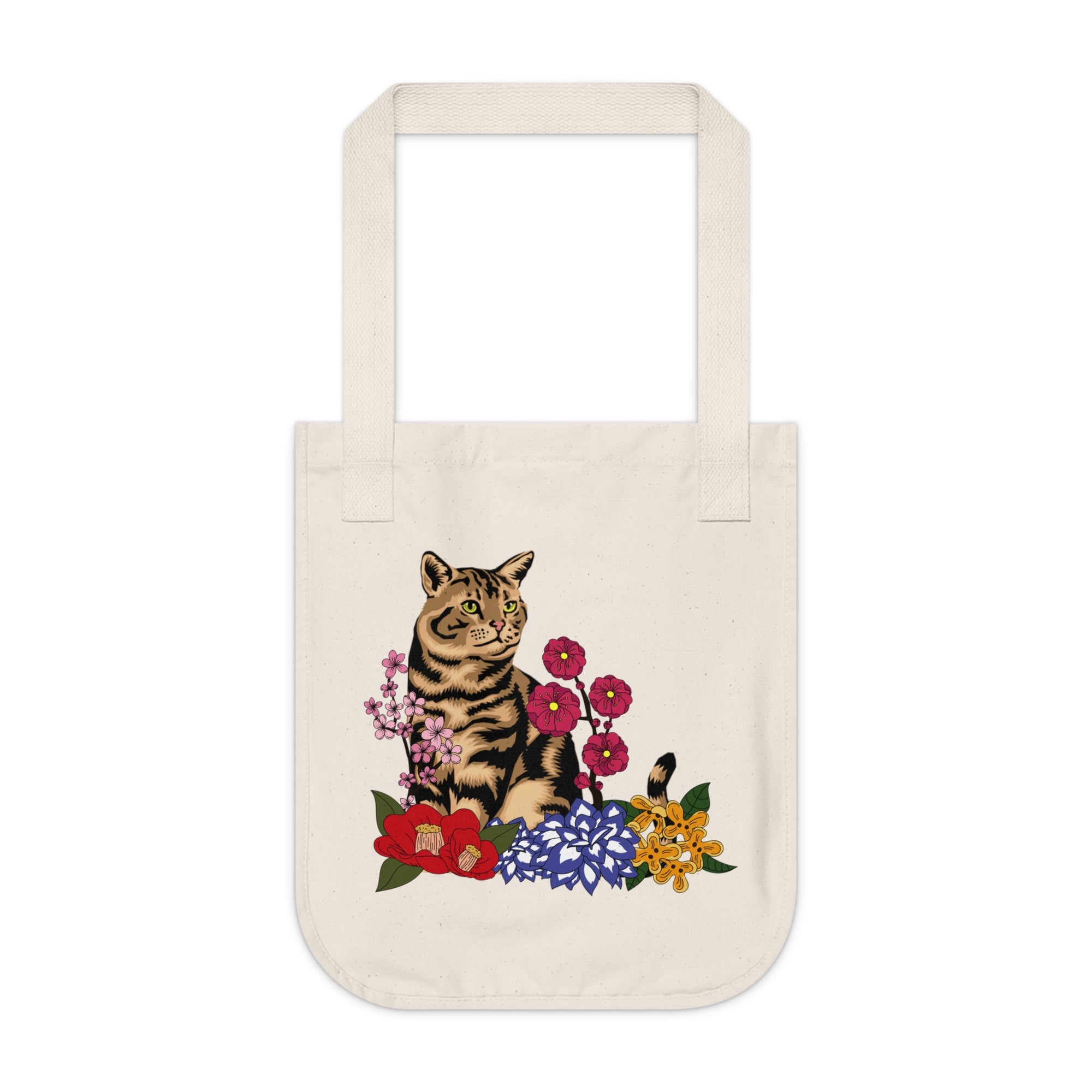 Tabby Flower Power - Organic Canvas Tote Bag