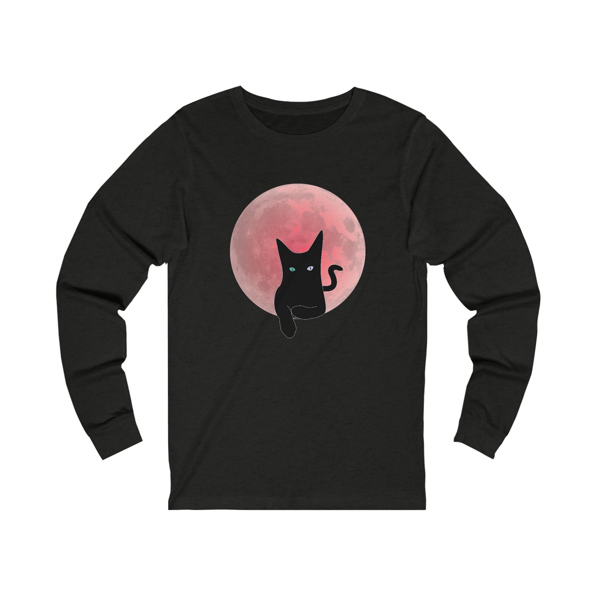 Pink Moon Black Cat - Long Sleeve Tee
