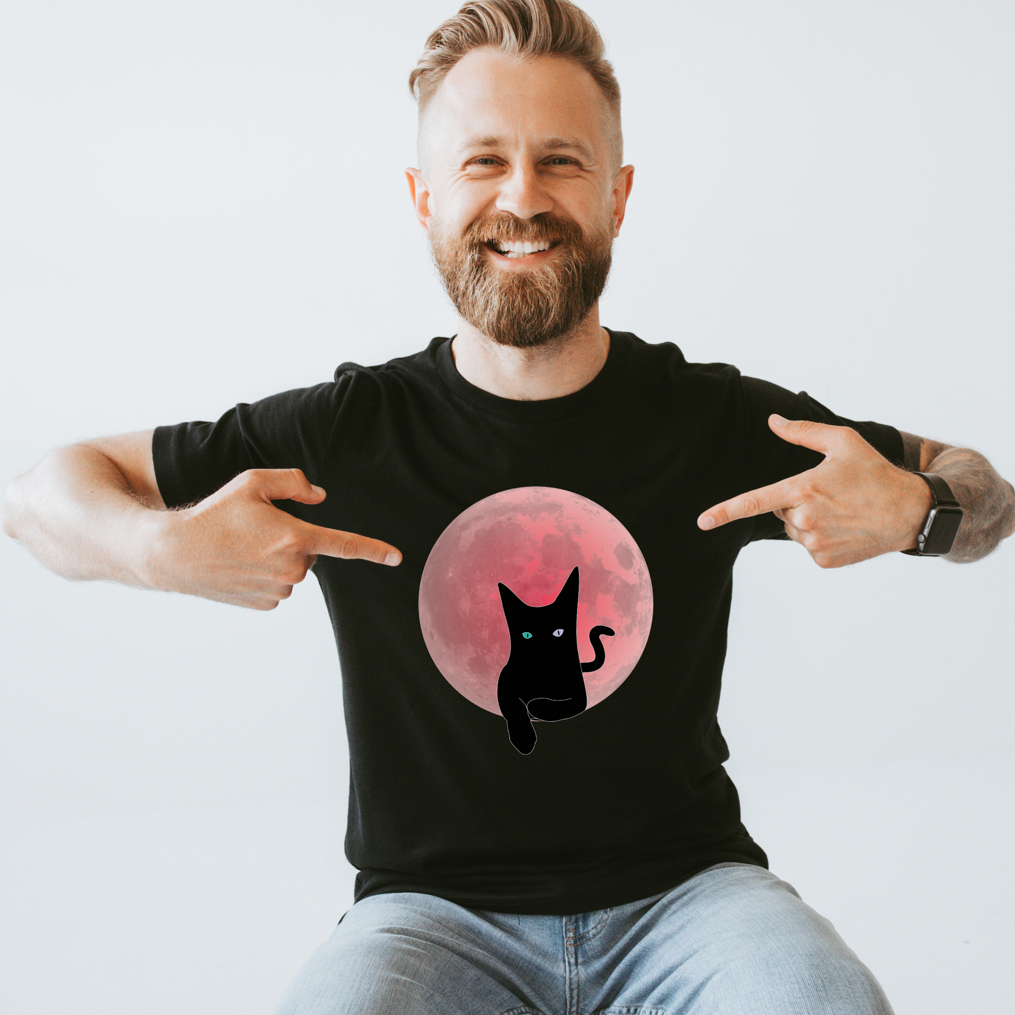 Pink Moon Cat - Unisex T-Shirt