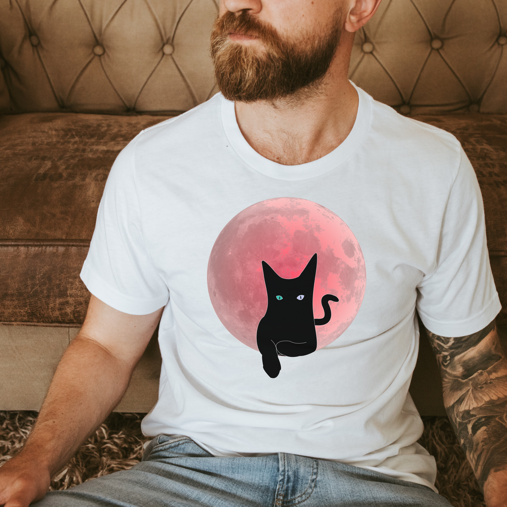 Pink Moon Cat - Unisex T-Shirt