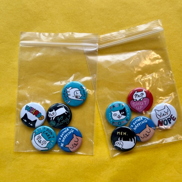 "Cattitude Buttons" (5 pack) - Pin/Button