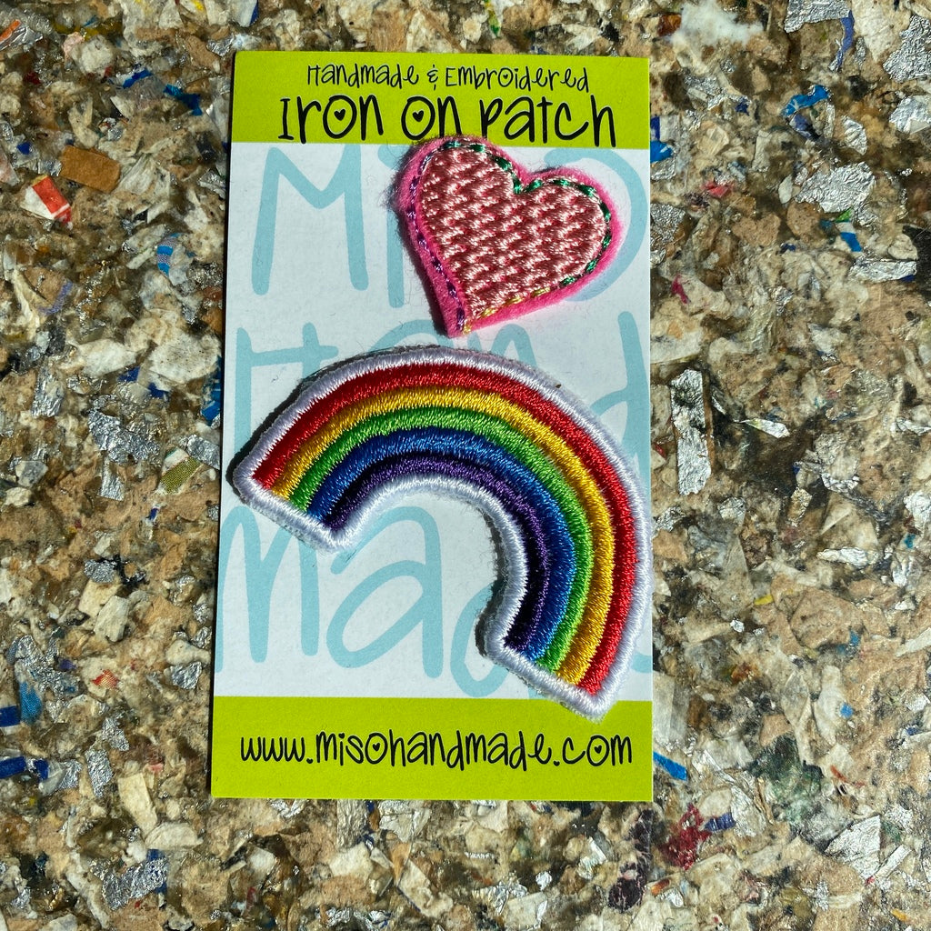 "Rainbow + Heart" - Iron On Patch