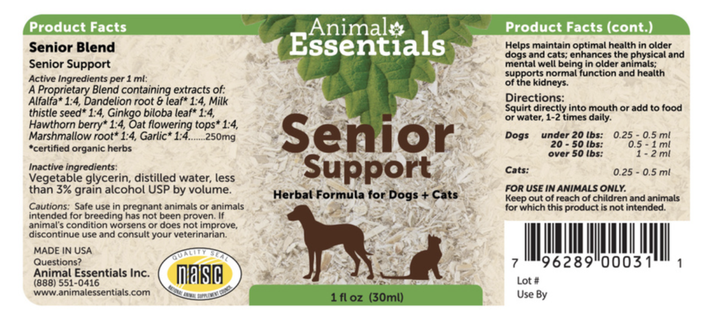 "Senior Support" - Herbal Pet Supplement