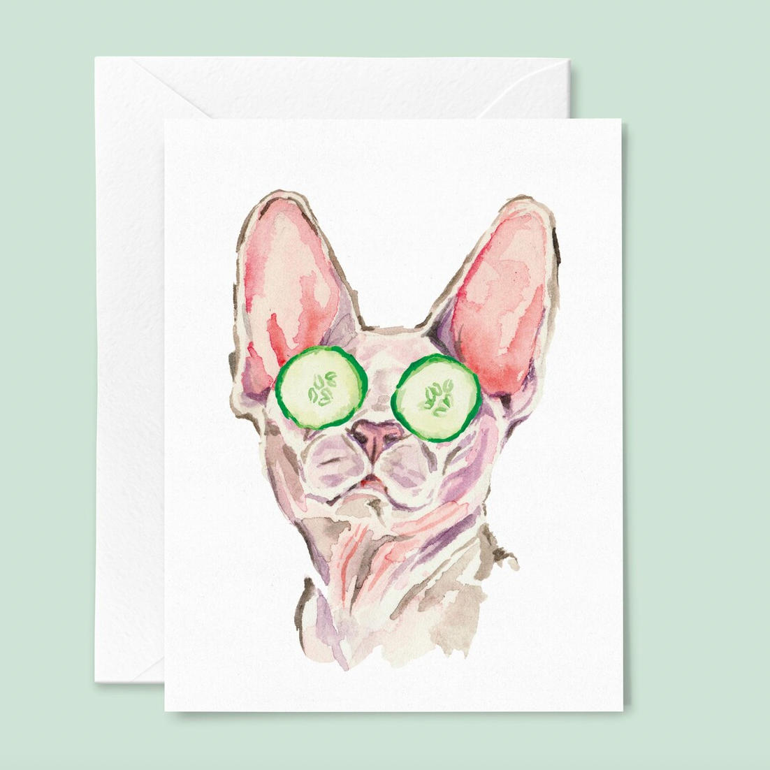 "Happy Sphynx Cat" - Greeting Card