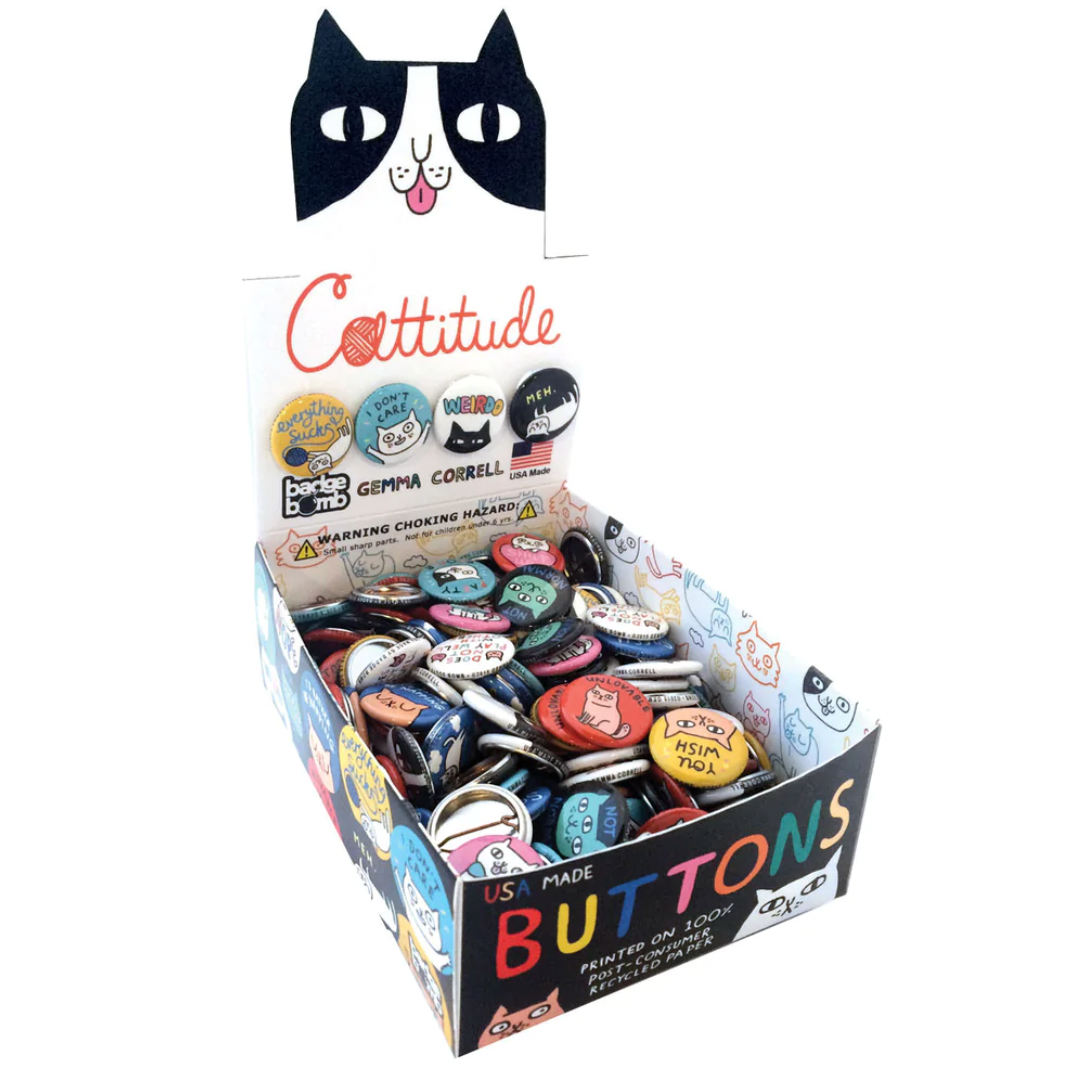 "Cattitude Buttons" (5 pack) - Pin/Button