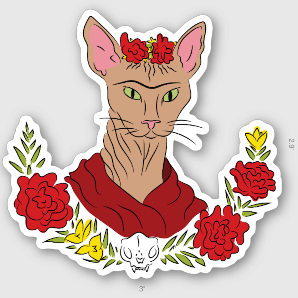 "Frida Katlo" -  Sphynx Cat Sticker