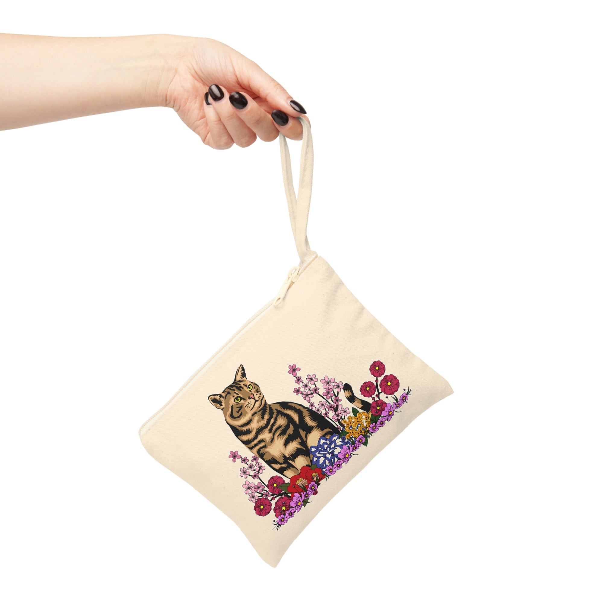 Tabby Cat Flowers - Zipper Pouch